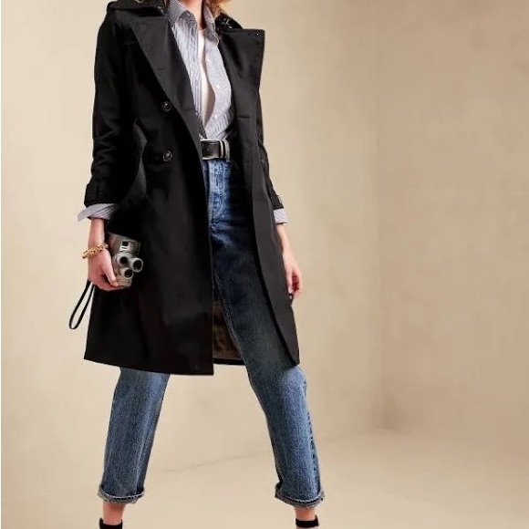 Banana republic black trench coat - Picture 1 of 4